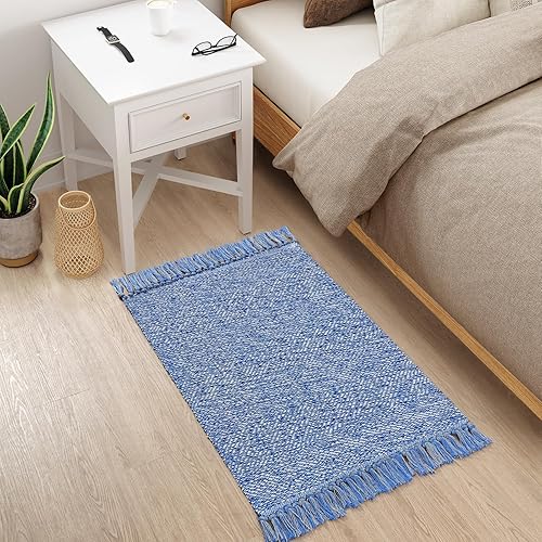 Miniatura 312 de Collive - Tapete de 27 x 43 pulgadas, lavable a máquina, para interiores y exteriores, de bajo perfil, suave algodón tejido a mano, para baño