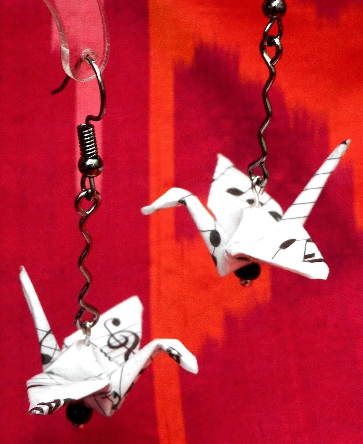 Assorted Styles Black White Sheet Music Origami Earrings, Musician 1st Anniversary Mother's Day Gift