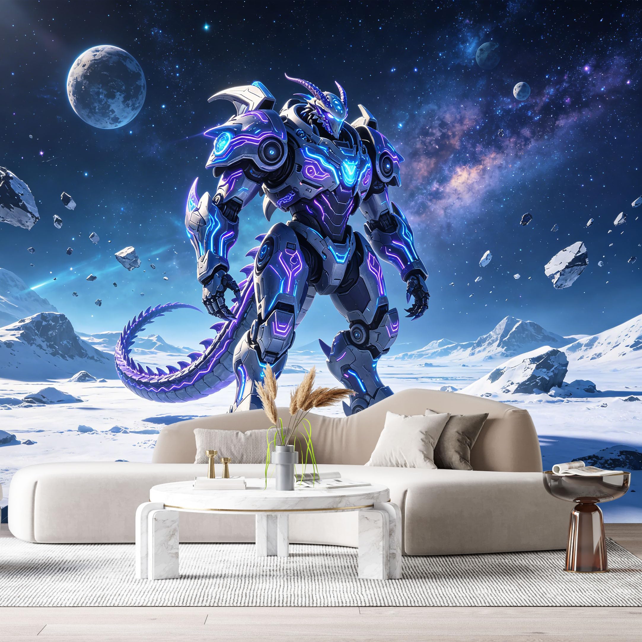 Custom Size Wall Murals Futuristic Mecha Robot Galaxy Space Planet Modern 3D SelfAdhesive Wall Fabric Removable Large Wallpaper Photo for Living Room
