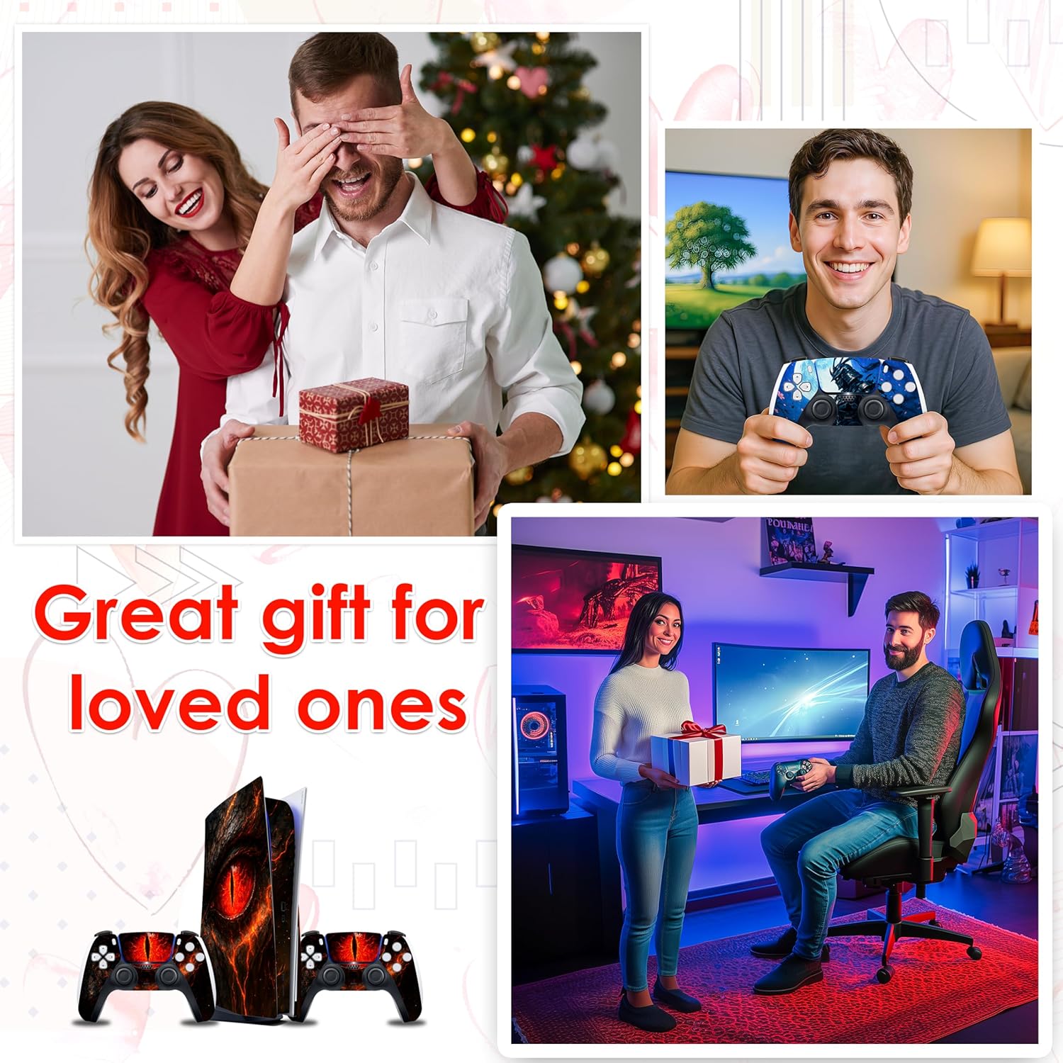 Skin Sticker for Game Console 5 Cover - Dragon Eyes, Compatible with Both Disc Edition & Digital Edition (not Slim Ver) - 2 Controller Skins & Console Skin - No Bubble, Full Protection - Image 5