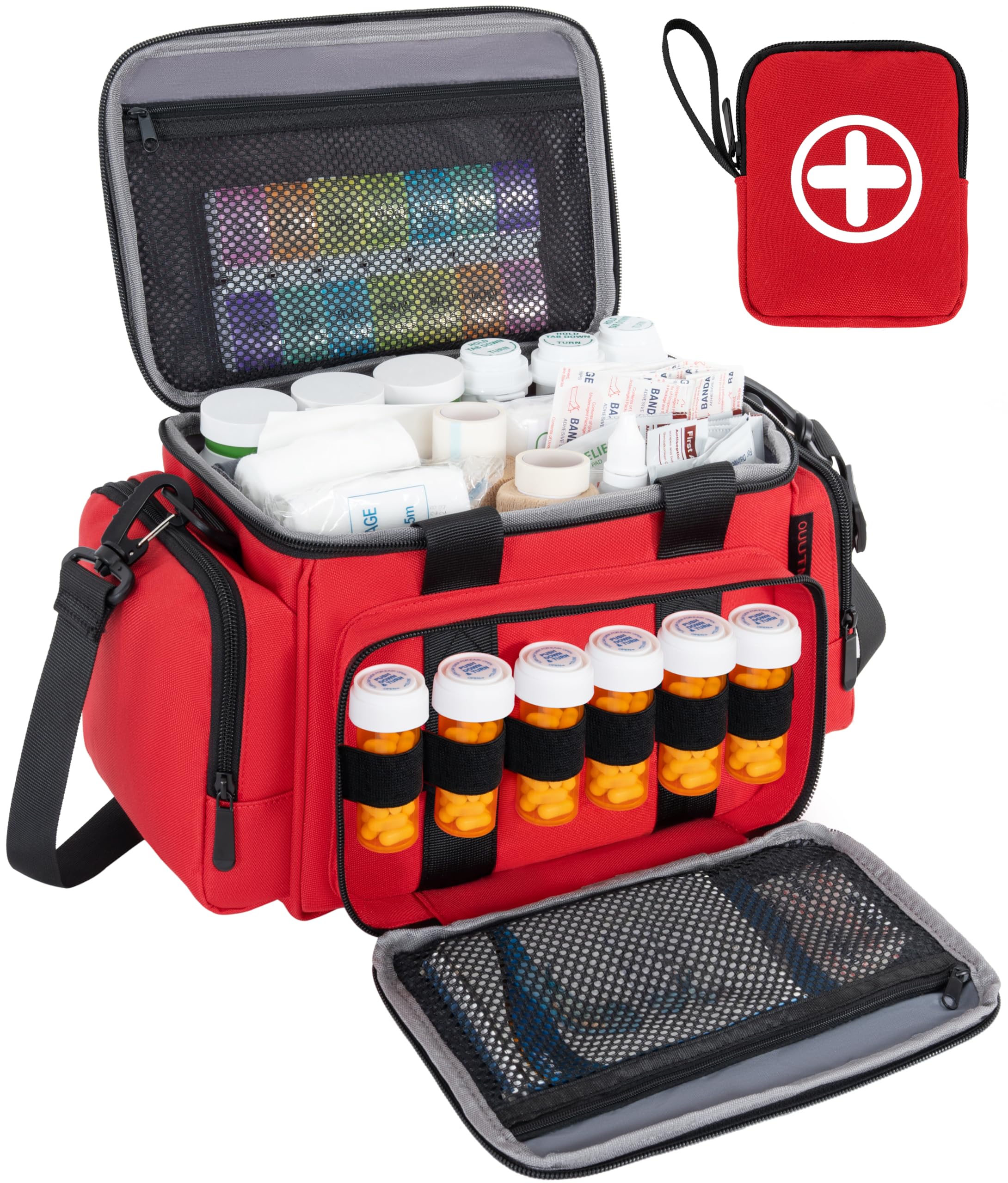 Bolsa de primeros auxilios vacía, profesional, grande, para enfermeras, médico de familia, hogar, viaje o emergencia, rojo