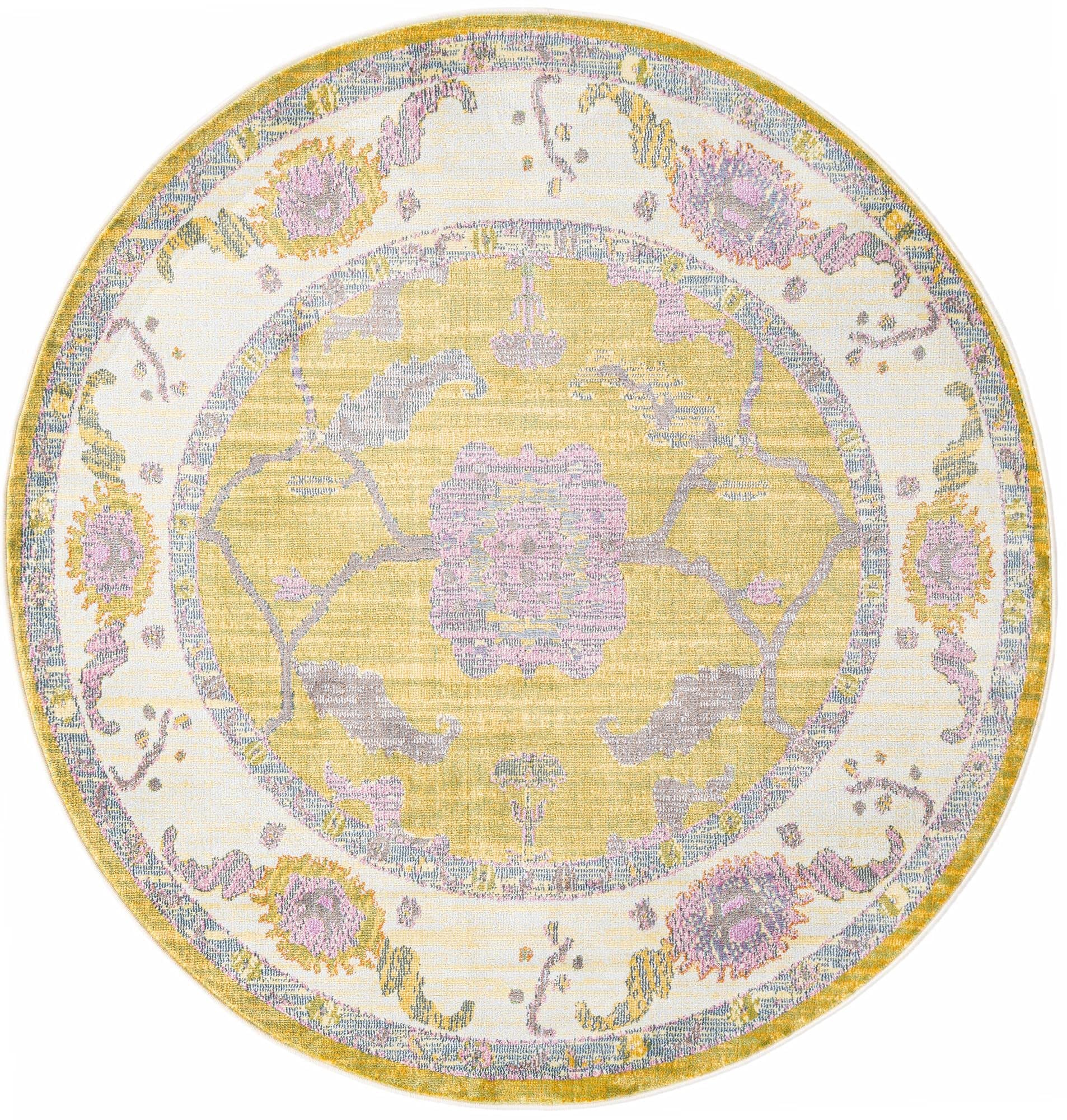 Rugs.com Paragon Collection Rug – 5 Ft Round Green Medium-Pile Rug Perfect for Kitchens, Dining Rooms