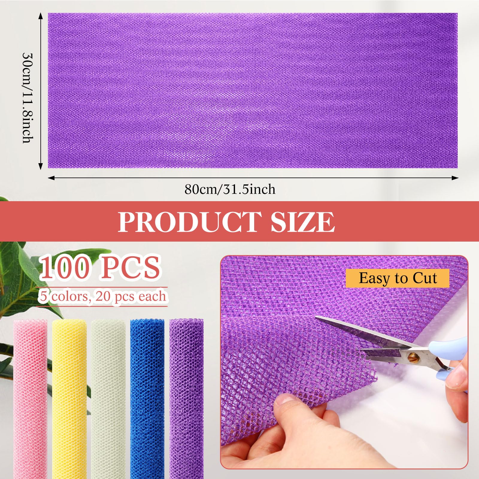 Sunnyray 100 esponjas de baño africanas, esponja de baño de red larga, 31.5 x 11.8 pulgadas, exfoliante para el cuerpo de ducha, exfoliante para la espalda, más suave para la piel, ideal para uso