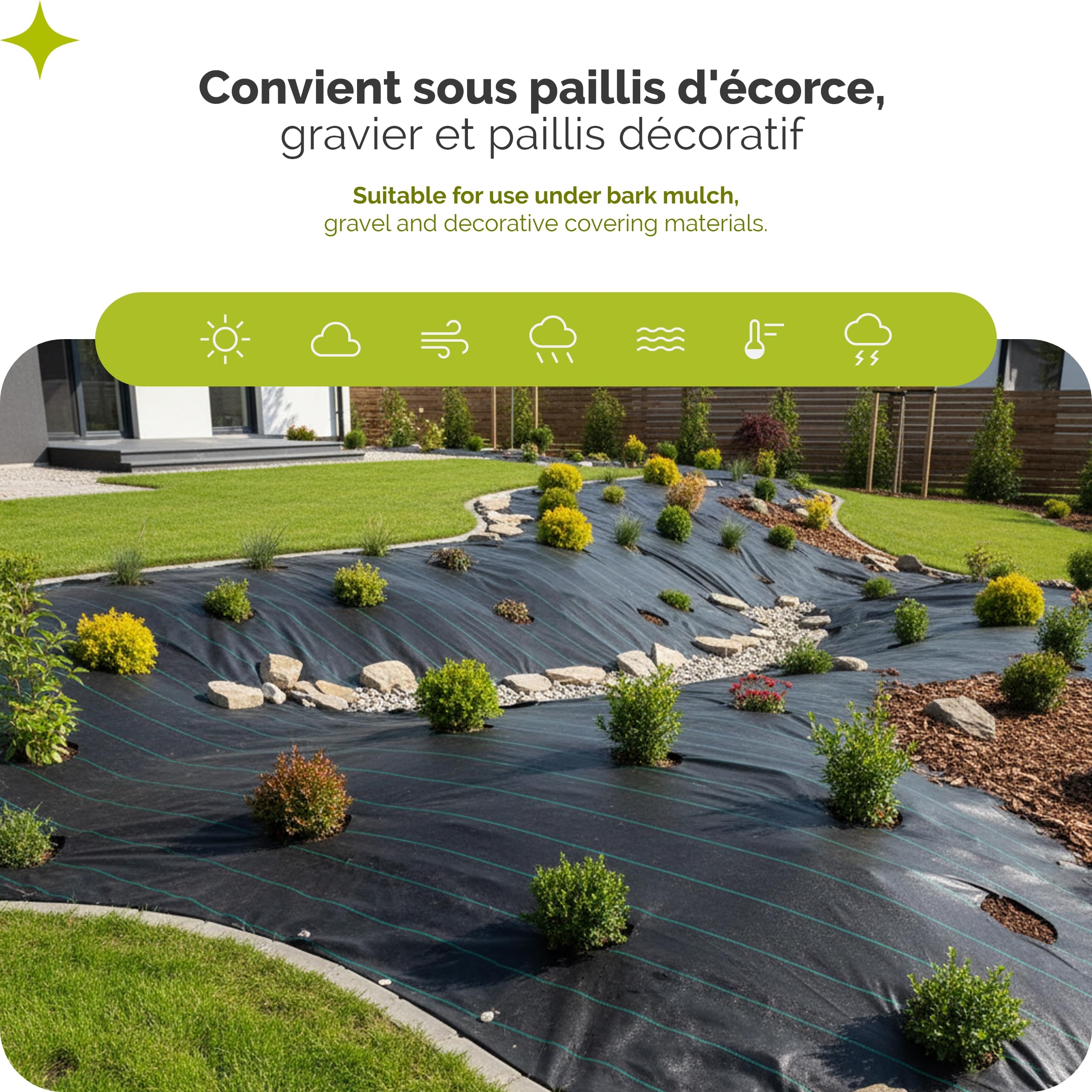 Garronda 1 x 100 m Toile de Paillage 100g/m² Anti-Mauvaises Herbes GD-0192