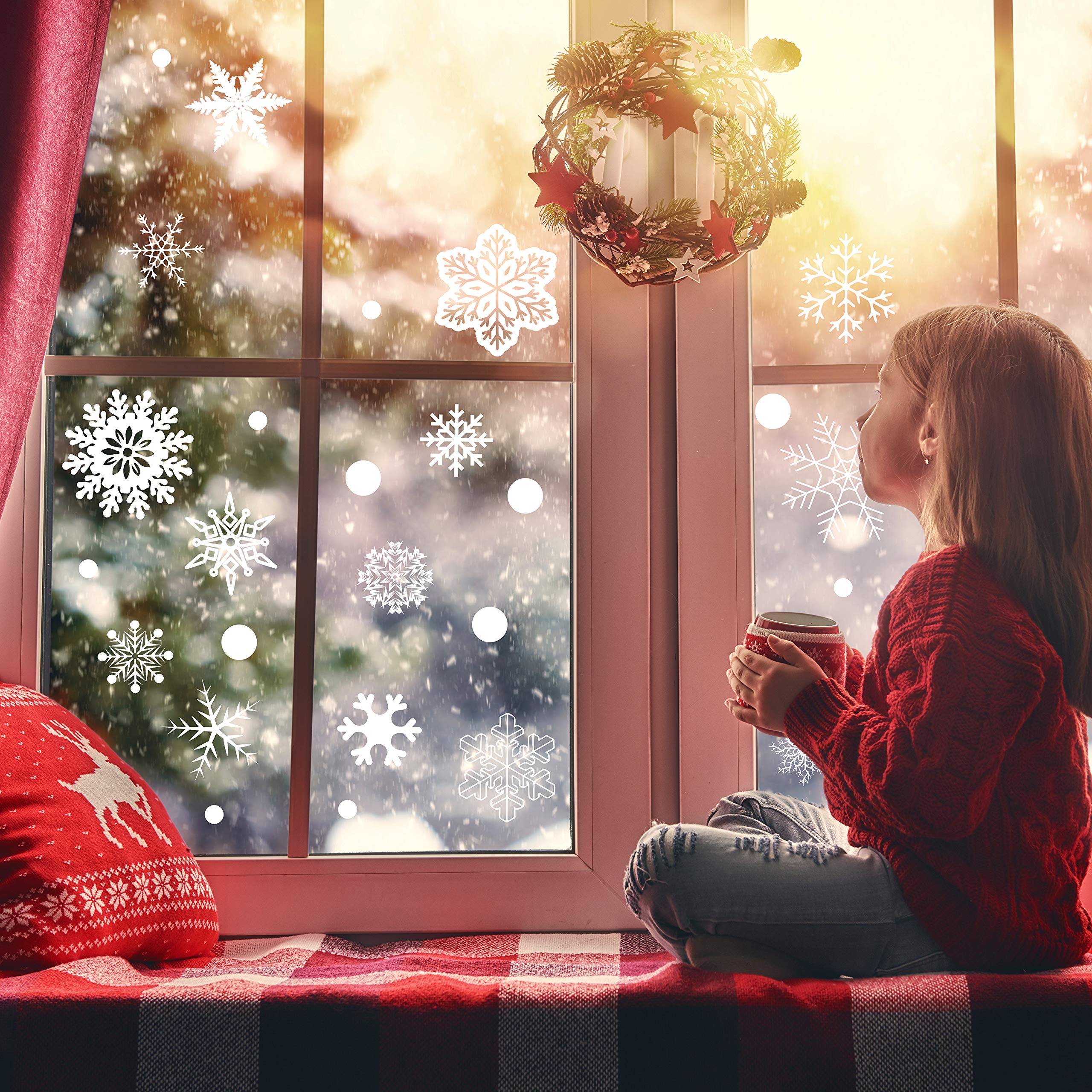 Lot De 141 Autocollants Pour Fenêtre De Noël - Blanc