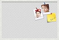 Vista 209 de PinPix Tablero de anuncios de corcho de 12 x 12 pulgadas. Este tablero decorativo enmarcado viene con diseño de círculos B W y un marco blanco