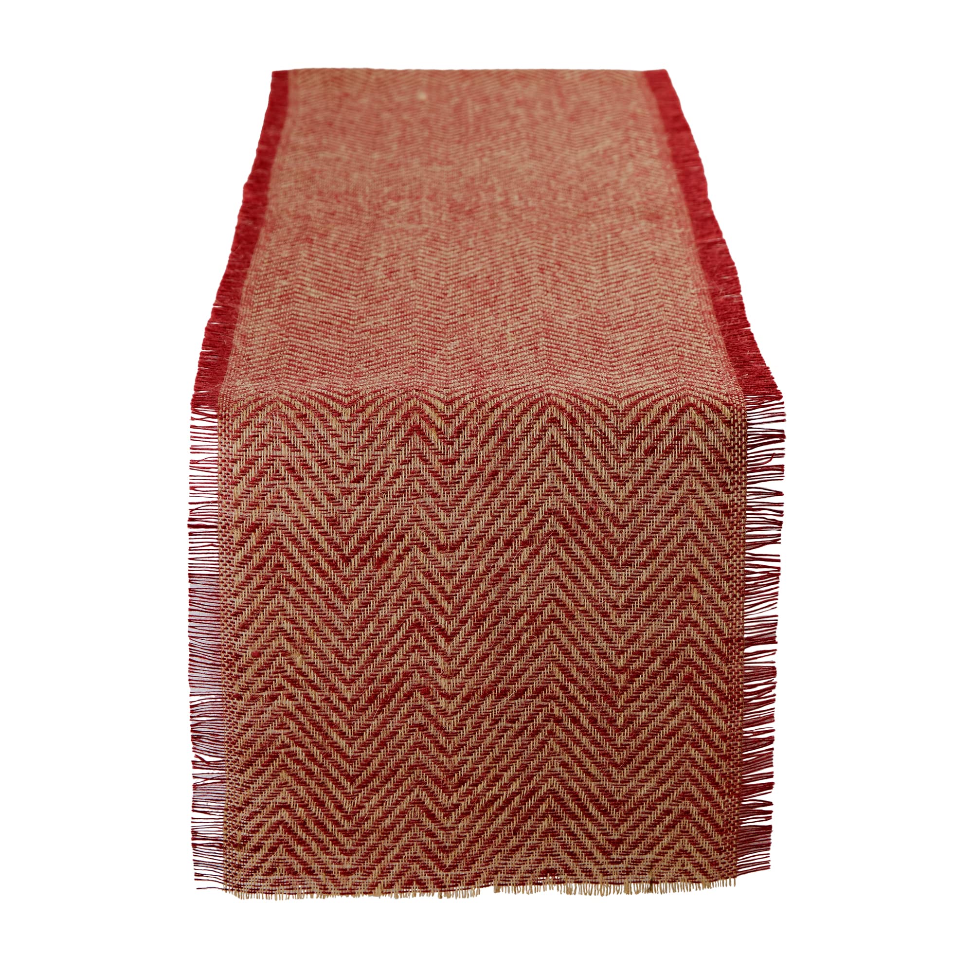 Photo 1 of DII Jute Burlap Collection Kitchen Tabletop, Table Runner, 14x108, Chevron Barn Red 14x108" Chevron Red