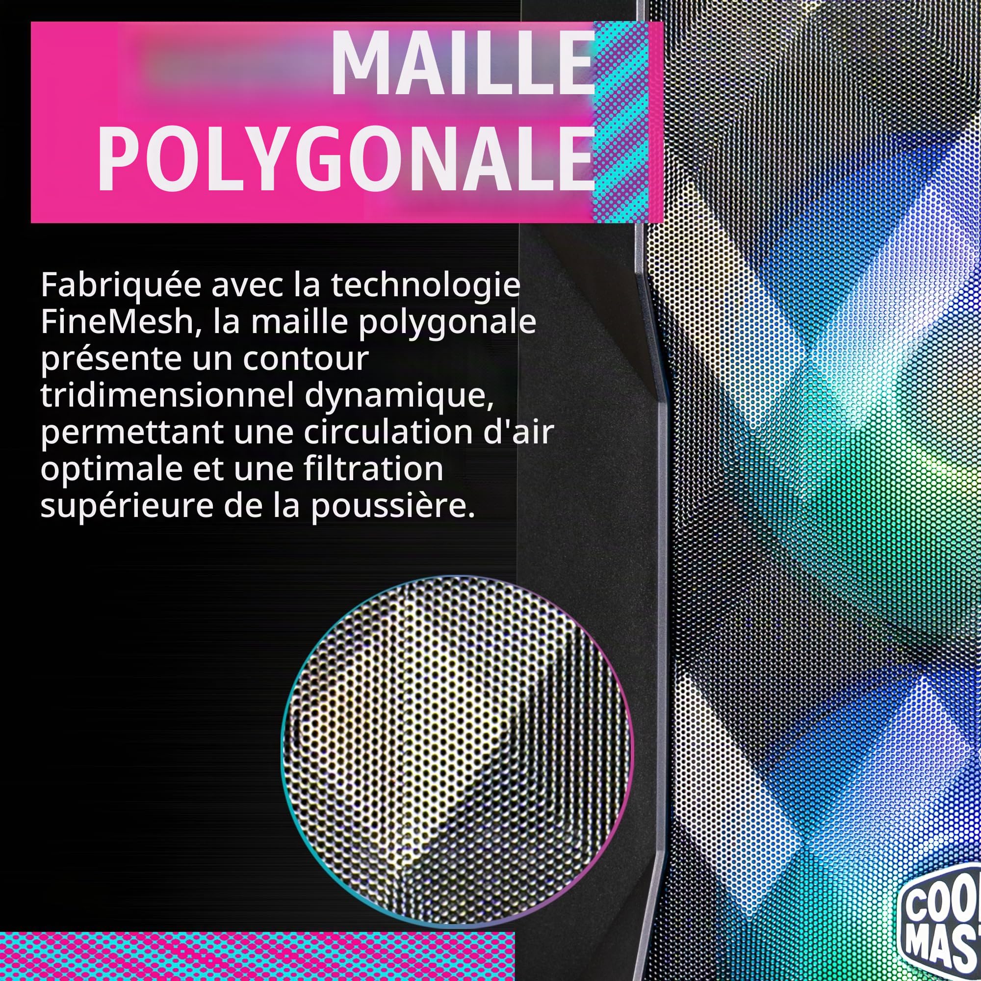 Cooler Master TD300 Mesh Boîtier PC Mini Tour, Flux d'air Élevé, 2 Ventilateurs Intake ARGB 120mm, Carte Mère Micro-ATX & Mini-ITX, Panneau Latéral Verre Trempé, Couvercle Amovible, Hub ARGB/PWM