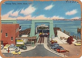 7 x 10 METAL SIGN - New York Postcard - St. George Ferry, Staten Island, N. Y. - Vintage Rusty Look