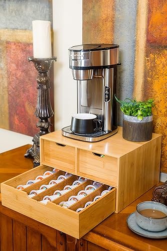 Miniatura 2 de BAMBOO LAND BAMBOO K - Soporte para tazas almacenamiento de cajones de café de bambú organizador de vasos K caja de té de hojas de bambú soporte de