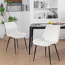 ALEAVIC Modern Dining Chairs Set of 2, Mid Century Dining Room Chairs, Velvet Dining Chairs, Upholstered Side Chair with Metal Legs for Home, Kitchen, Living Room, Bedroom (Off White)