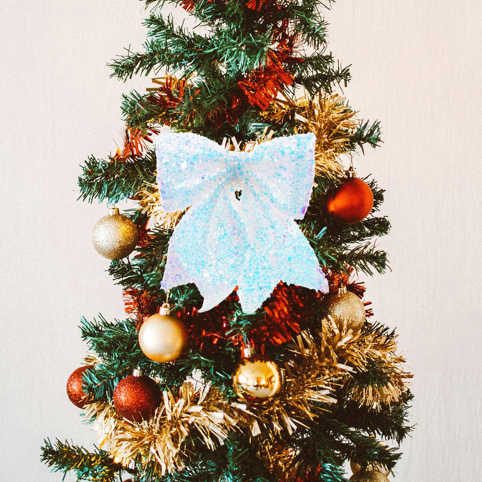 OUNONA Nœuds Décoratifs en Coton Perlé Blanc Scintillant Grand Nœud en Forme de Ruban Suspendu pour Sapin de Noël Ornements de Décoration Festive Réutilisables pour Couronne et Porte