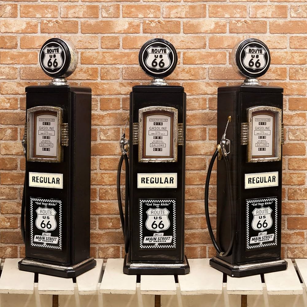 ルート66ガスポンプCDタワー ルート66 ガスポンプ型キャビネット CDタワー （シルバー