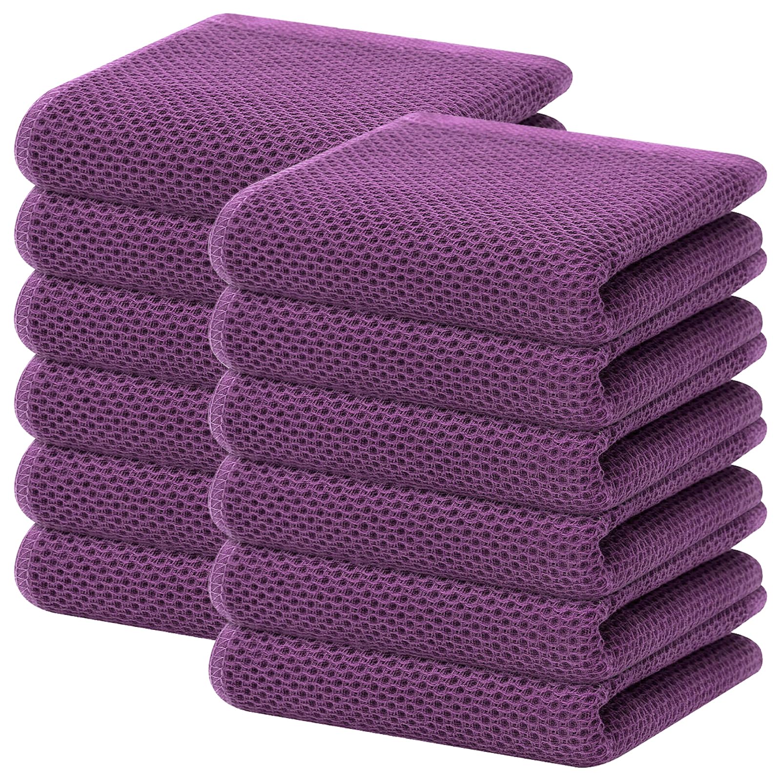 Homaxy 100% Cotton Waffle Weave Kitchen Dish Towels, Ultra Soft Absorbent Quick Drying Cleaning Towel, 13 x 28 Inches, 12-Pack, Purple