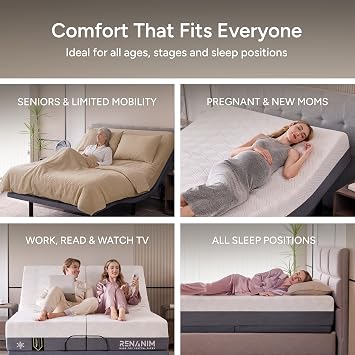 SFE King Size Adjustable Bed Frame - Zero Clearance Smart Frame, Electric Massage, Wireless Remote for Head & Foot Lift, 3 Height-Adjustable Legs - Zero Gravity, Underbed Lights & 4 USB Ports