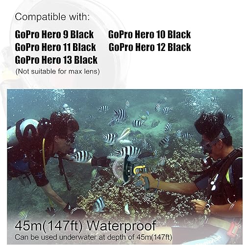Miniatura 4 de Puerto de cúpula impermeable para GoPro Hero 13 12 11 10 9 negro con filtros intercambiables incorporados, agarre de mano flotante, gatillo, buceo,