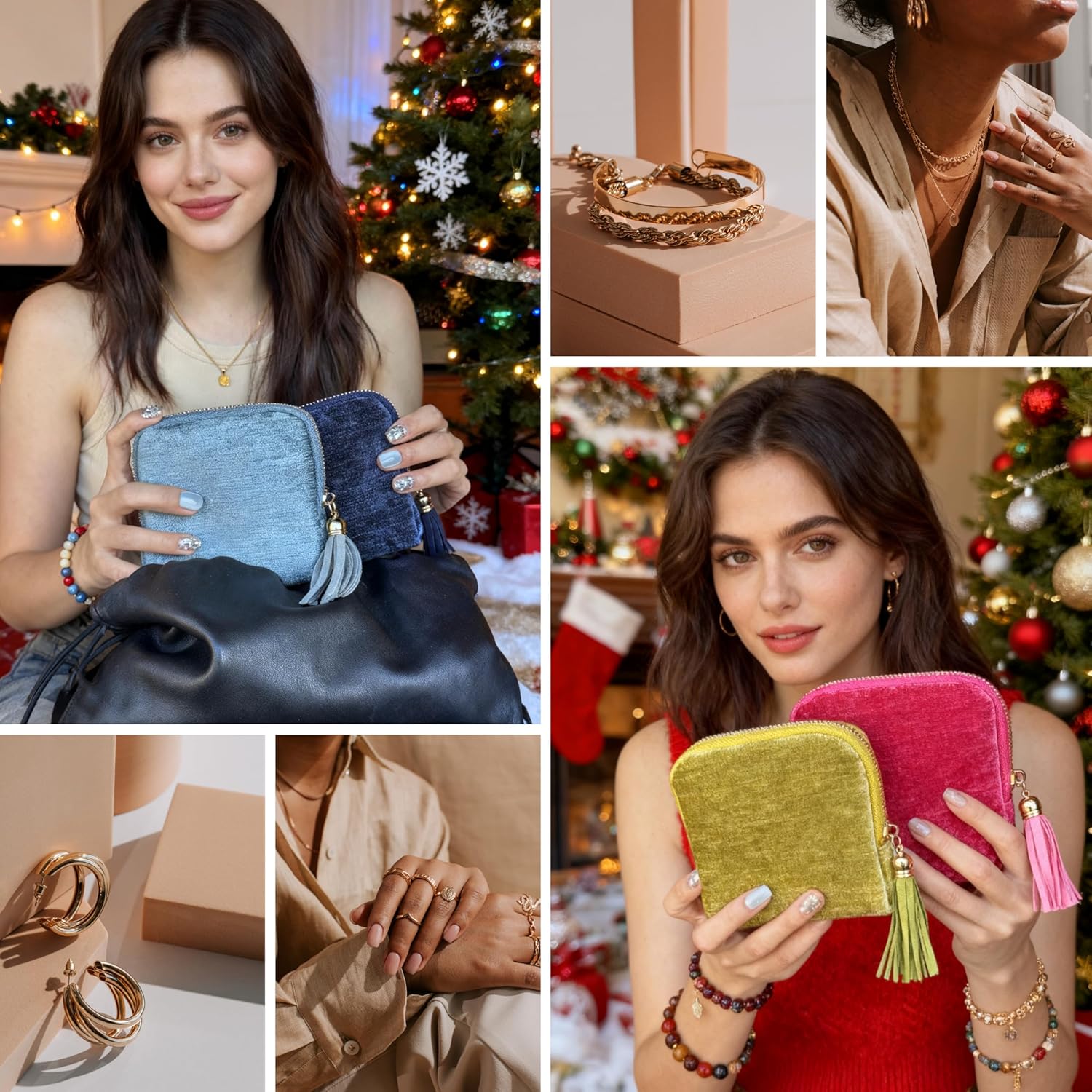 2026 New Travel Jewelry Case Organizer, Portable Travel Jewelry Organizer, Jewelry Pouch for Journey Rings Crystal Bracelet Organizer with Tassel Zipper, Valentines Day Gifts for Women, Peacock Blue - Image 7