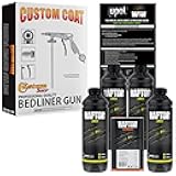 Custom Shop U-Pol Raptor Black Urethane Spray-On Truck Bed Liner Kit w/Free Custom Coat Spray Gun with Regulator, 4 Quarts