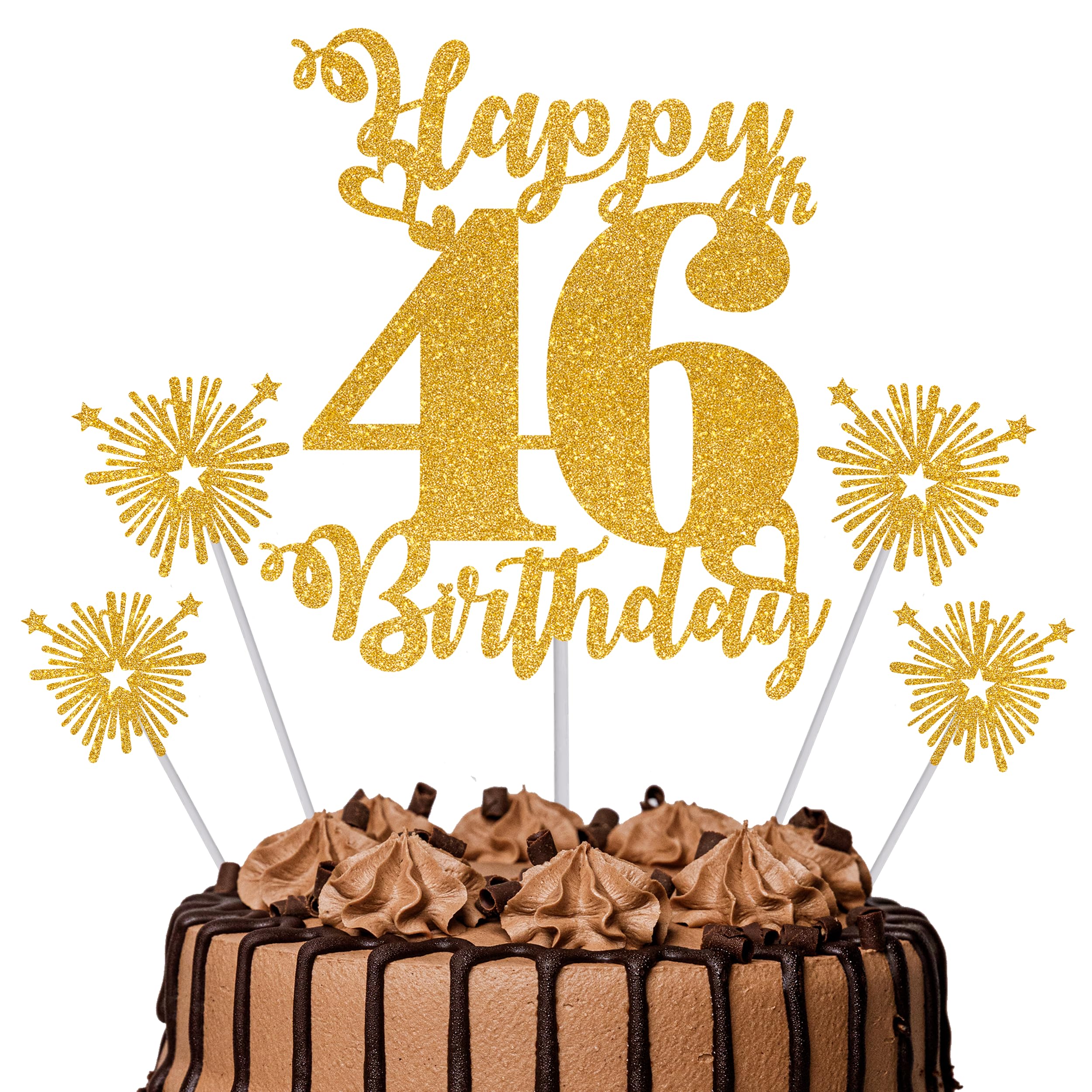 Gold Glitter 96th Birthday Cake Topper Set – 5 Piece Premium Glitter Birthday Decoration & Party Supplies for Men, Women & Kids – 96th Birthday — view 73