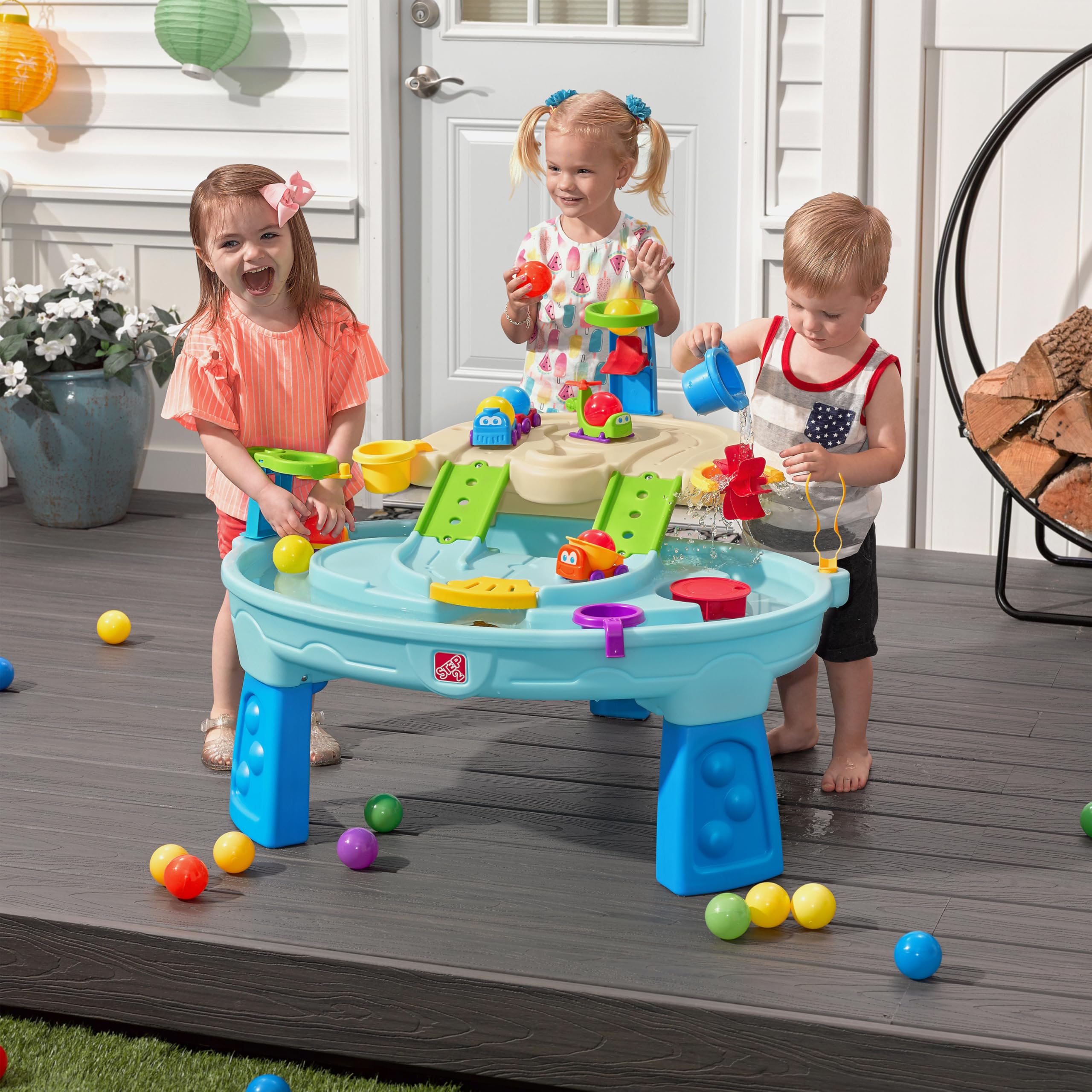 Step2 Ball Buddies Mesa de Juego acuatica con Pelotas | Mesa de Agua con Juego de Accesorios de 23 Piezas | Mesa de Juego acuatica de Jardin para ninos o Mesa de Pelotas de Interior.