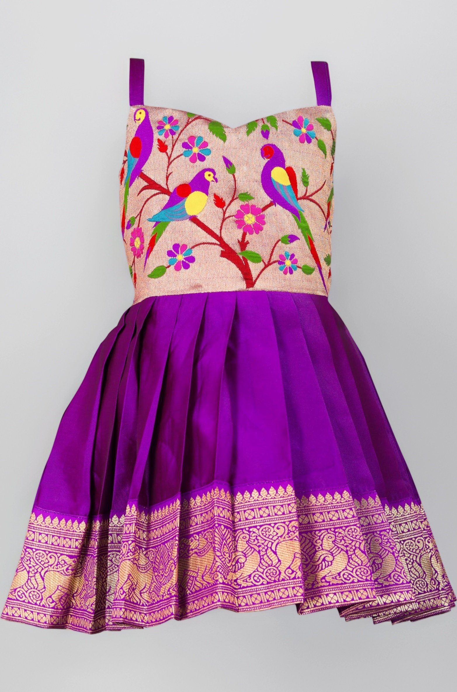 South Indian Traditional Pattu Pavadai Tapeta Silk Frock Dress for Baby Girls