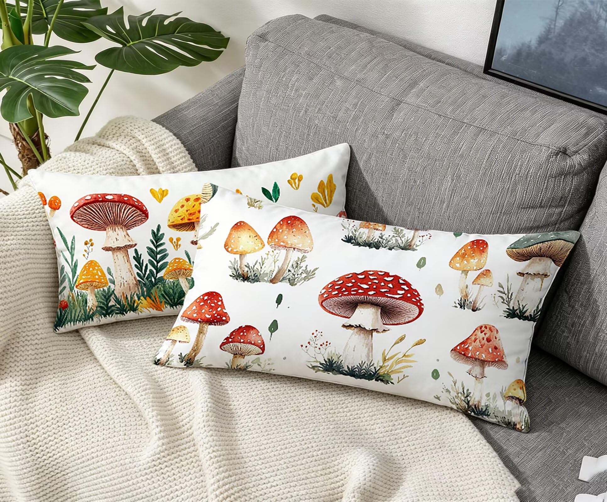 Farbe Kissenbezug 70x90 Pilz Kopfkissenbezug 2er Set,Wohnaccessoires & Deko,Weich und Atmungsaktiv Samt Stoff mit Verstecktem Reißverschluss für Bett Sofa Kissen Dekokissen-86179
