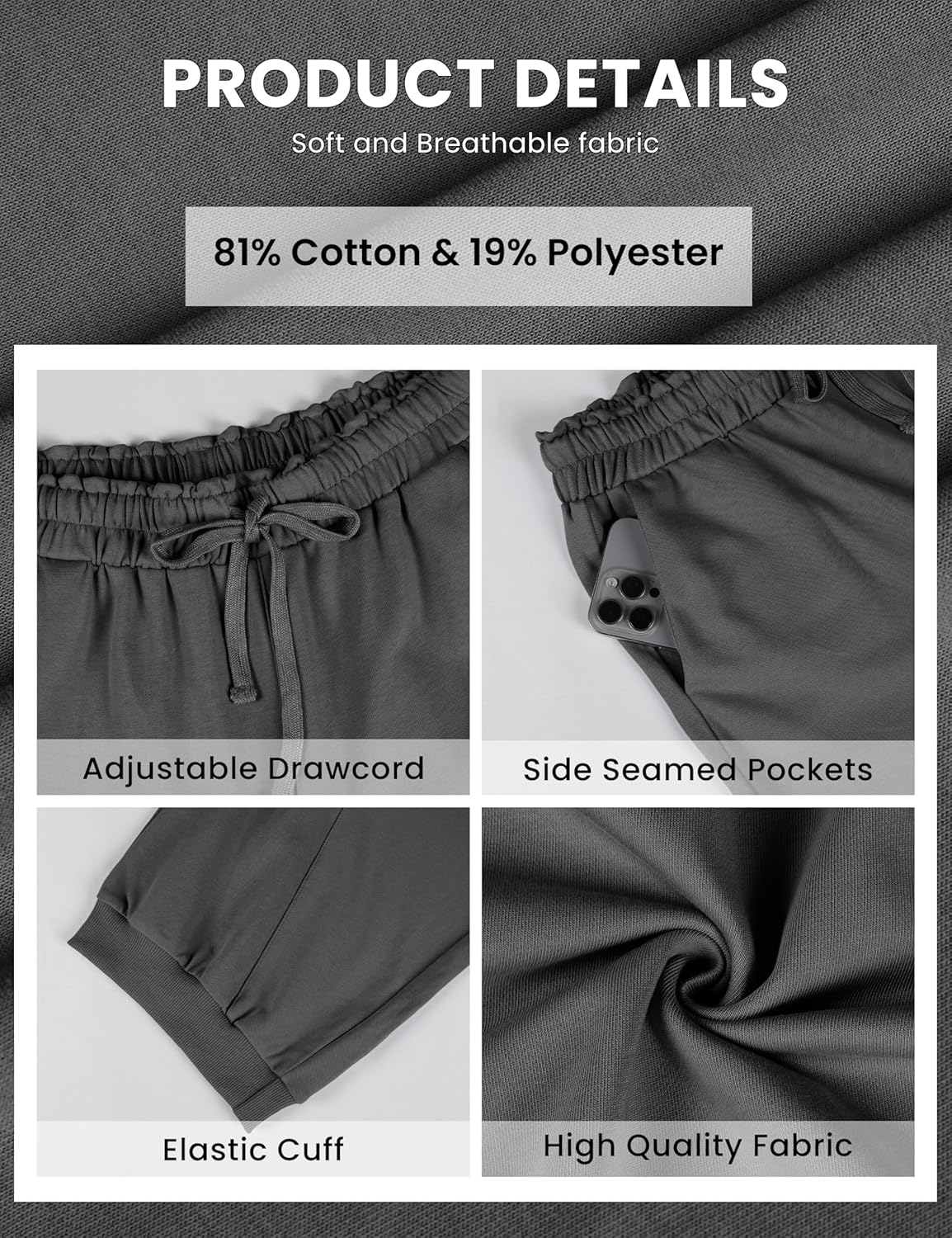 Tanming Womens Baggy Sweatpants Barrel Leg Trousers Elastic Waisted Drawstring Lounge Joggers Pants - Image 5