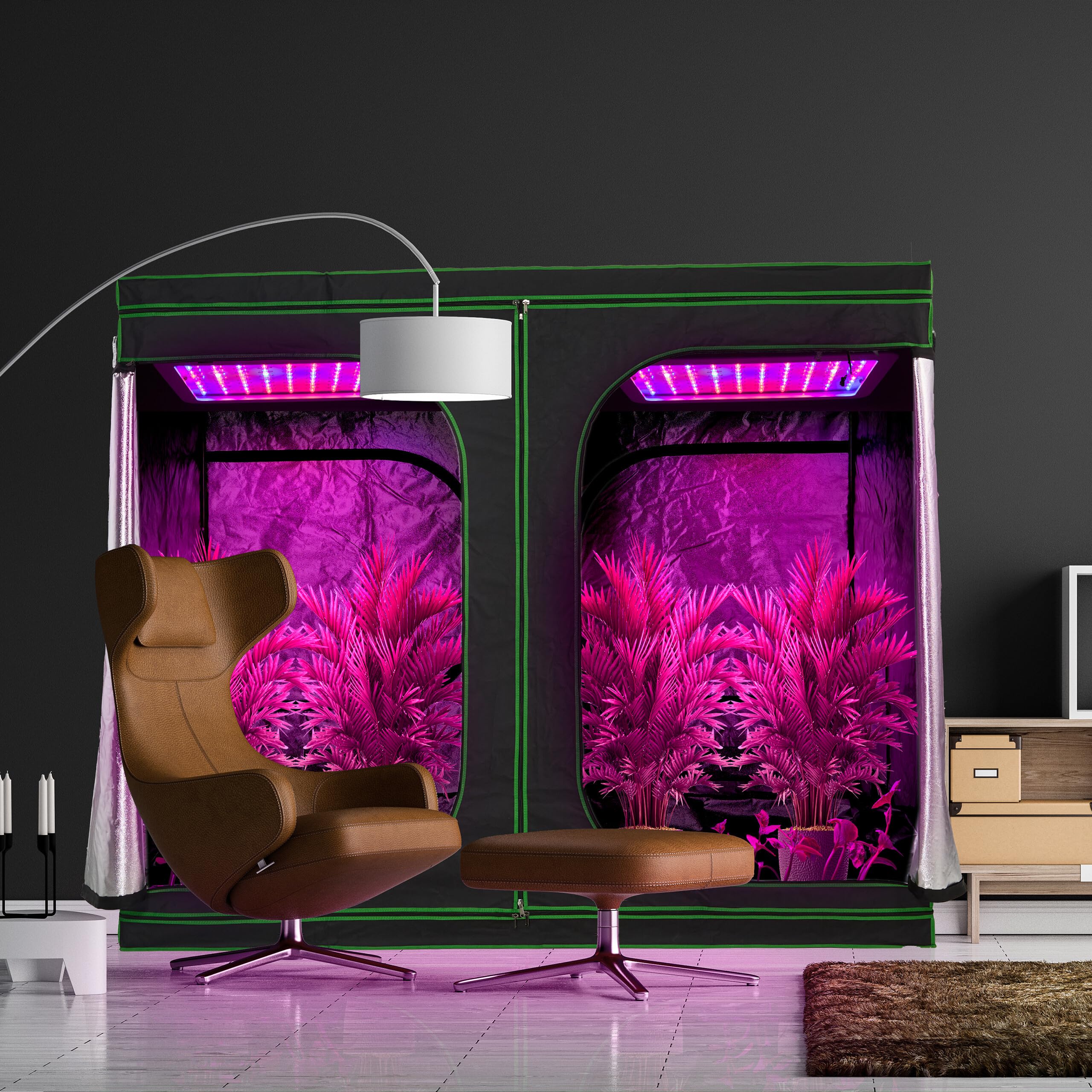 Relaxdays Armario Cultivo Interior, Invernadero Plantas, Hierbas, Lámina Reflectante, 120 x 40 x 40 cm, Negro/Verde