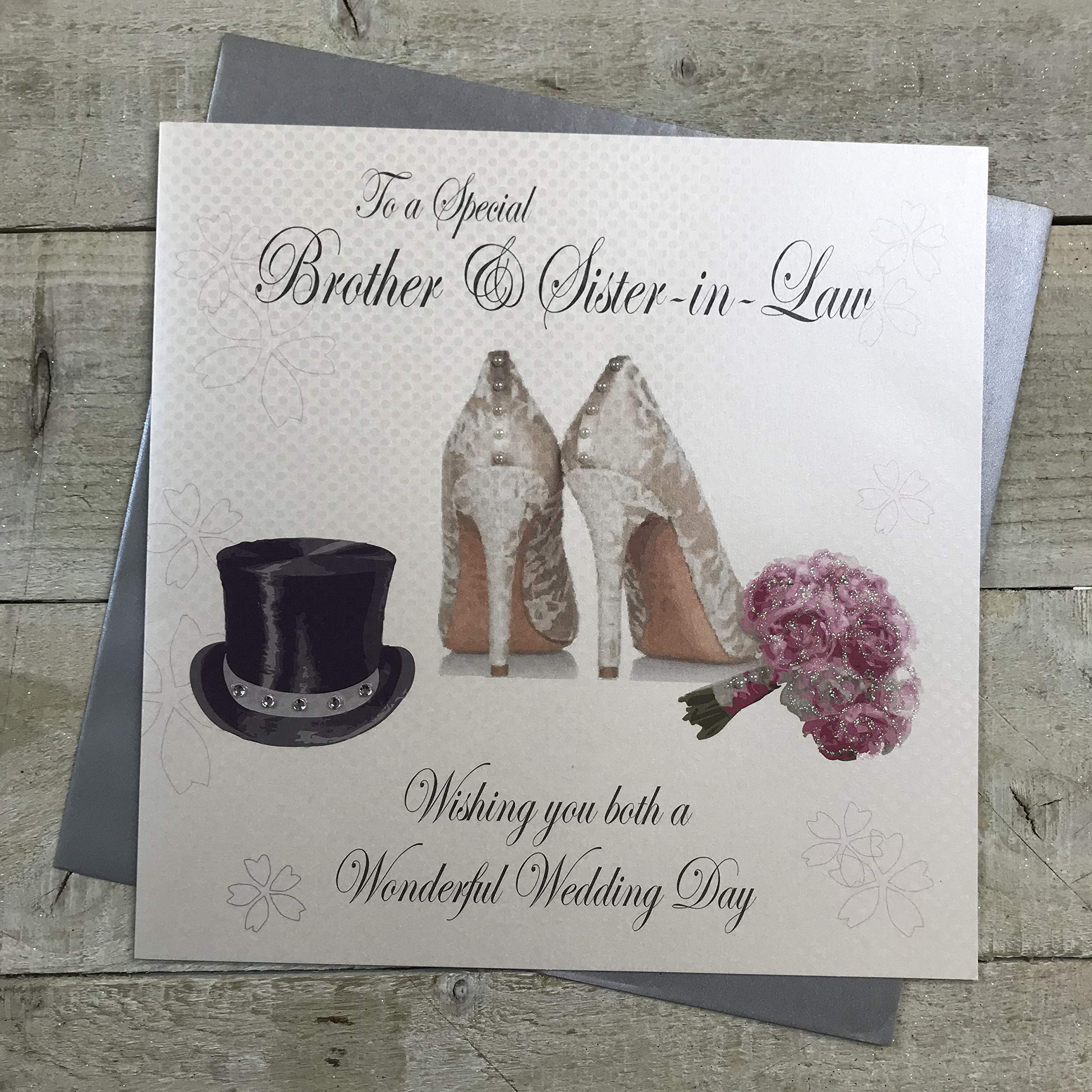 White Cotton Cards Large To A Special Brother And Sister-In-Law Wishing You Both A Wonderful Wedding Day Handmade Card, Xmpd7