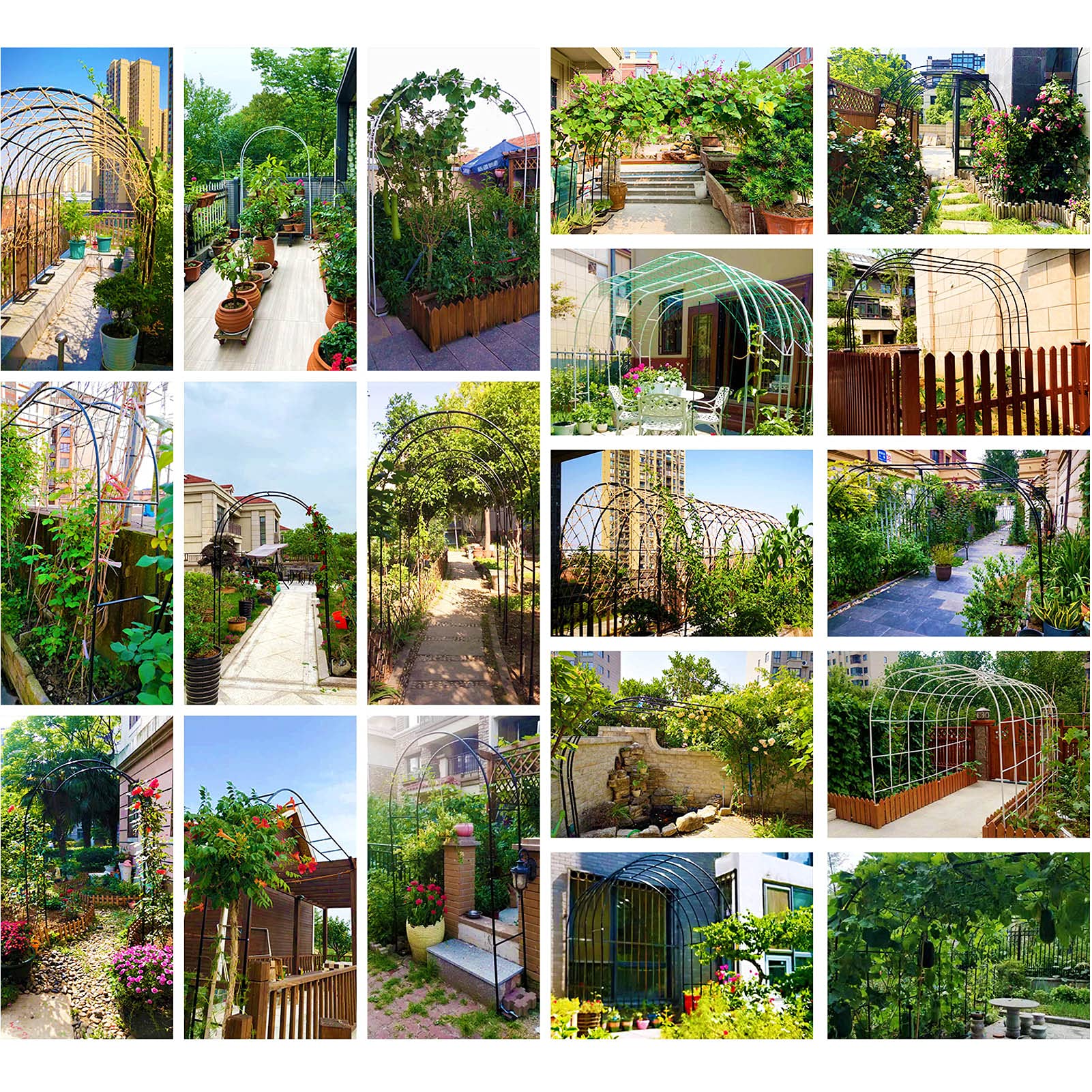 Arco da giardino in metallo bianco resistente alle intemperie - Ele graticcio per piante rampicanti e rose, perfetto per matrimoni e decorazioni per esterni, ideale per vialetti e decorazioni da