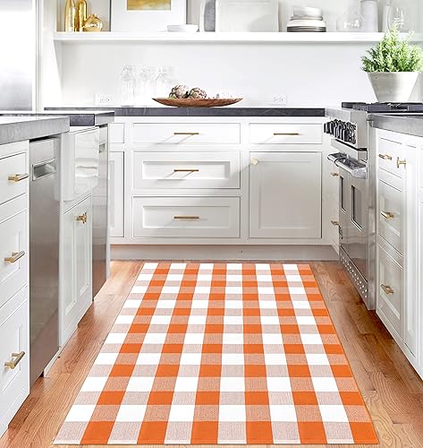 Miniatura 346 de IOHOUZE - Tapete a cuadros estilo búfalo de 5 x 8 pies para interiores y exteriores, lavable, para sala, tapete de bienvenida primavera-verano