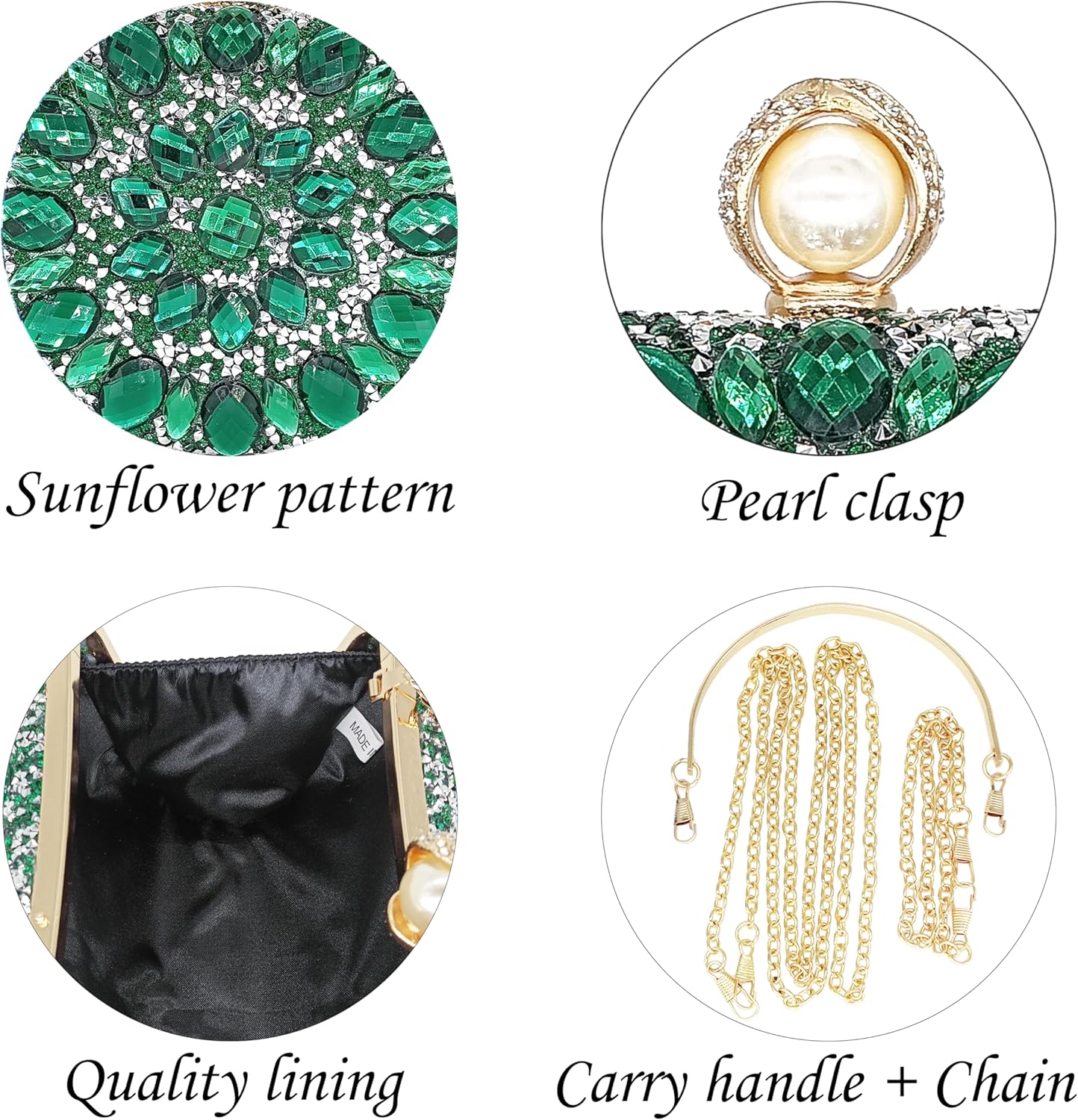 Rhinestone Clutch Purses for Women Evening Wedding Formal - Pearl Clasp Handbag Crystal Gemstone Bag for Party Prom - Image 4