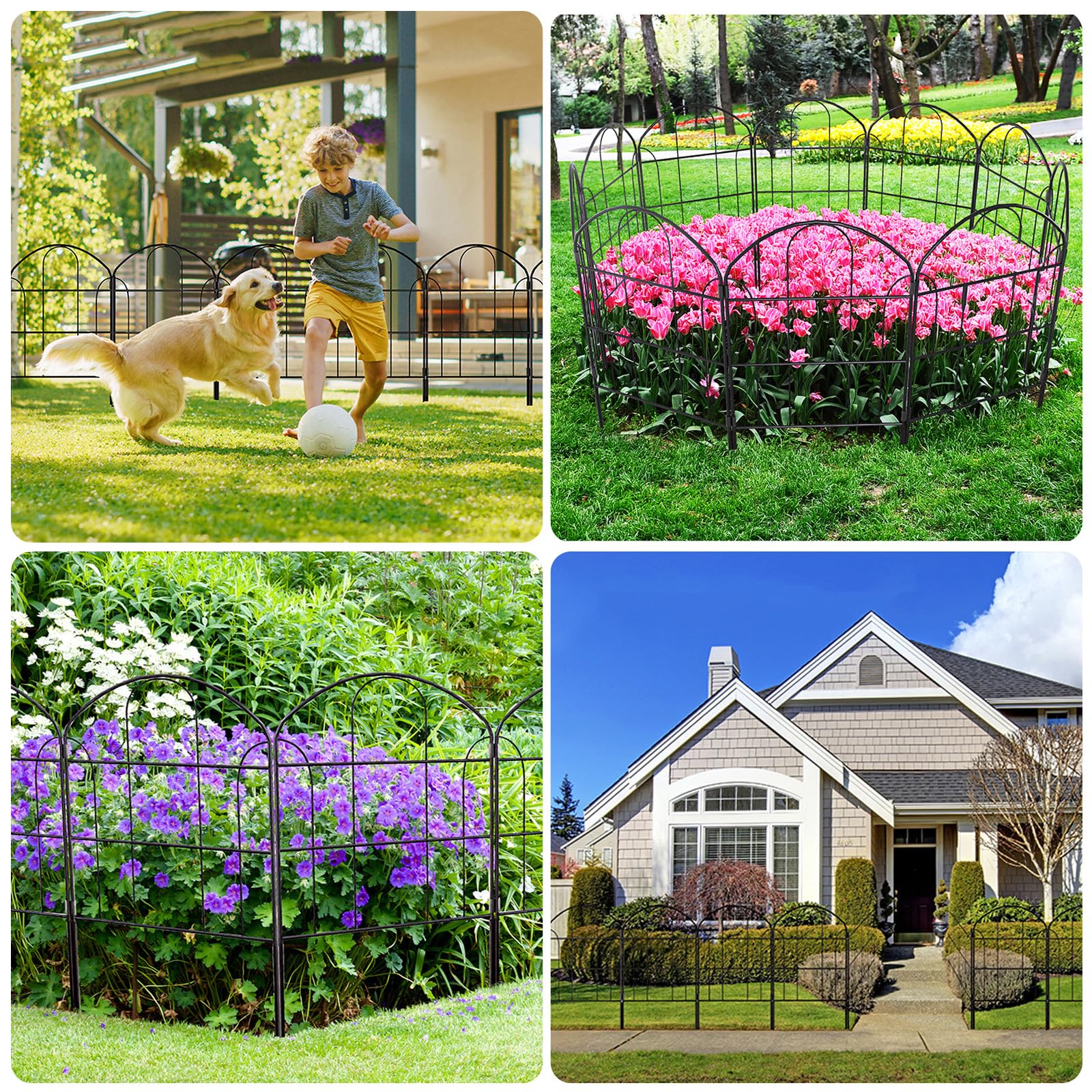 Amagabeli Garden Home 18in X 7ft Tuinhek Metalen Hek Hek Metalen Hek Hek Decoratieve Omheining Metalen Houten Draad Hek Metalen Hek Metalen