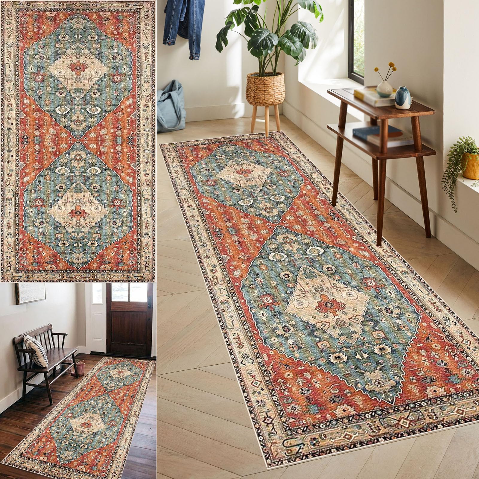 Runner Rug for Hallways Long Carpet Runner Non-Slip Kitchen Runner Mat Washable Floor Carpet Hall Runners for Hallway Bedroom Living Room Laundry Room Kitchen Entryway Corridor Area Rug 60 x 180 cm
