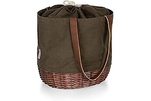 PICNIC TIME Coronado Canvas and Willow Basket Tote- A Perfect Picnic Pair