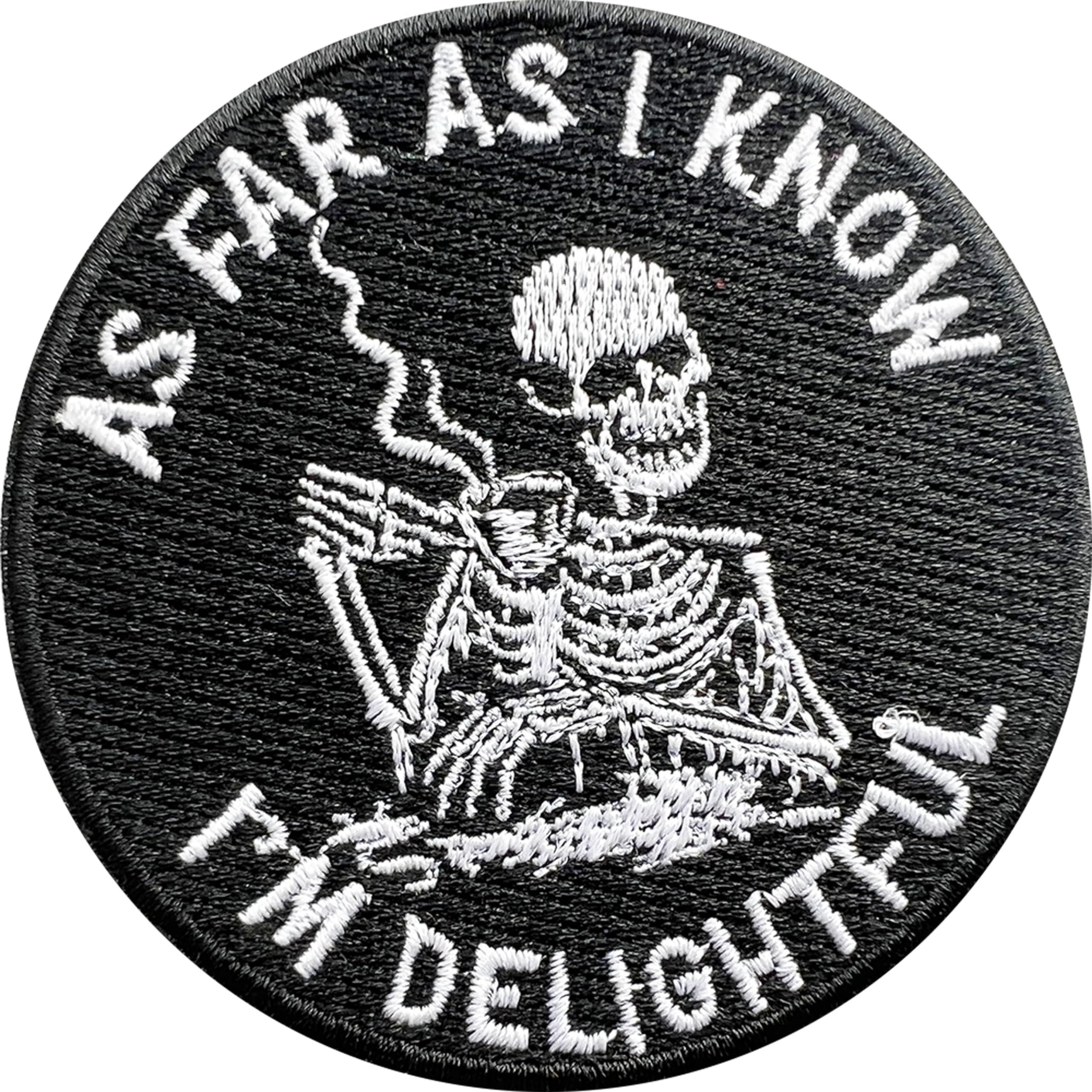As Far As I Know I'm Delighful Patch, Sew On Iron On Funny Skeleton Embroidery Patches for Clothes Backpacks Hat Jeans Bag, Embroidered Patches, Mental Health Patch, DIY Iron On Patch for Adult