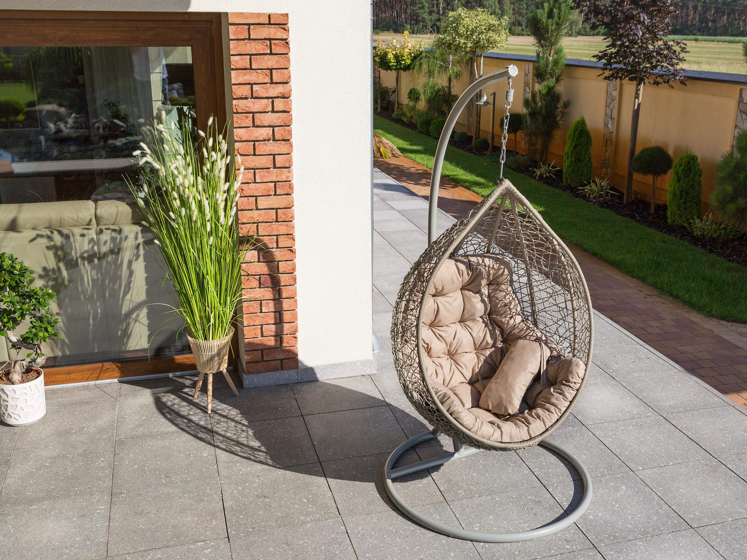 George Coussin de jardin, coussin fauteuil cocon, coussin fauteuil suspendu, coussin balancelle – Taille L, 120 x 100 cm – Beige