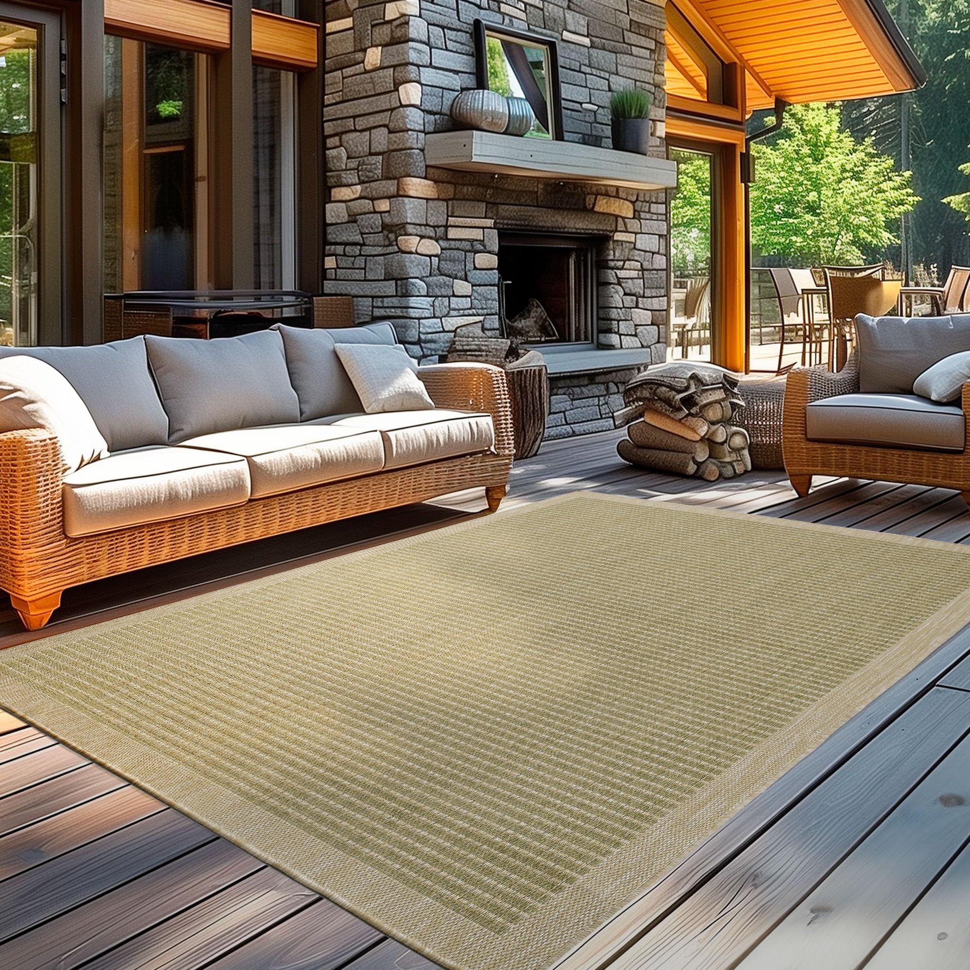 Carpetsale24 In- & Outdoor-Teppich Wetterfest Einfarbig Flachgewebe Küchenteppich Balkon Garten, Terrassen Teppich