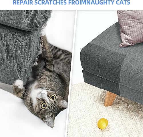 Miniatura 5 de Azobur Parches de reparación de lino grueso, 6 piezas de parches de tela de lino autoadhesivos, multicolor, se pueden utilizar para reparación de