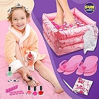 Vista 9 de Funkidz - Kit de spa de pies para niñas, kit de pedicura para niñas, tamaño 17.91 pulgadas de ancho x 12.4 pulgadas de largo, incluye inflador