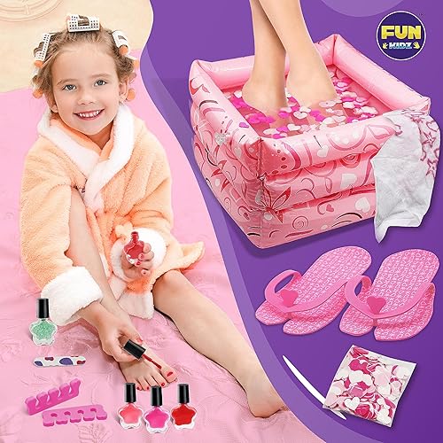 Miniatura 9 de Funkidz - Kit de spa de pies para niñas, kit de pedicura para niñas, tamaño 17.91 pulgadas de ancho x 12.4 pulgadas de largo, incluye inflador de