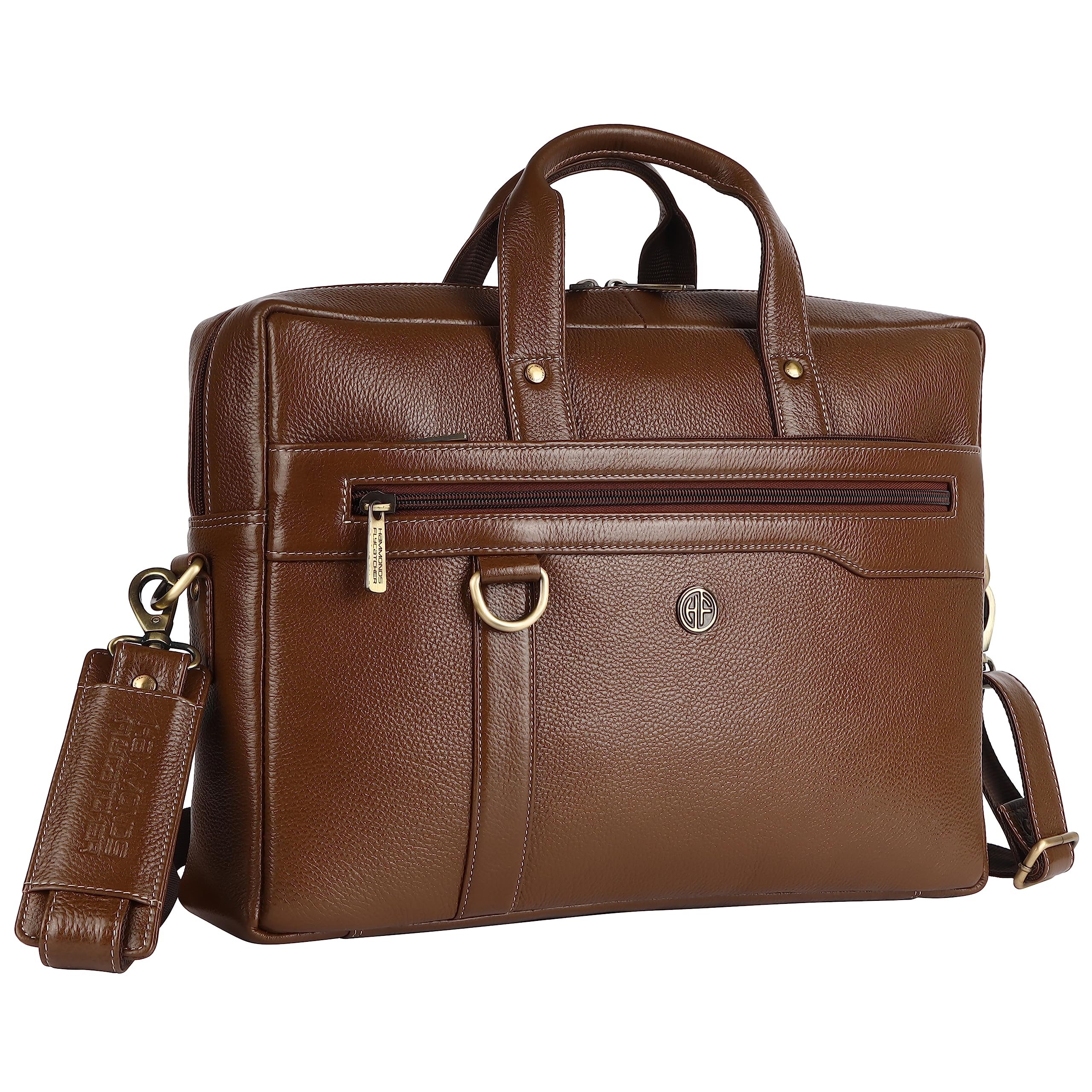 HAMMONDS FLYCATCHER Genuine Leather Office Bag for Men, Laptop Bag for Men, Leather Bag for men for 15.6 Inch Laptop, Adjustable Strap, Multi Compartments, Trolley Strap, 1 Year Warranty - Brushwood (B0C33KS5RT) Amazon Price History, Amazon Price Tracker