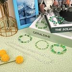 1000pcs Perles en verre pour la fabrication de bijoux coloré arc-en-ciel perles en cristal avec perles molles perles étincelantes pour DIY Collier Bracelet Boucle d'oreille(vert)