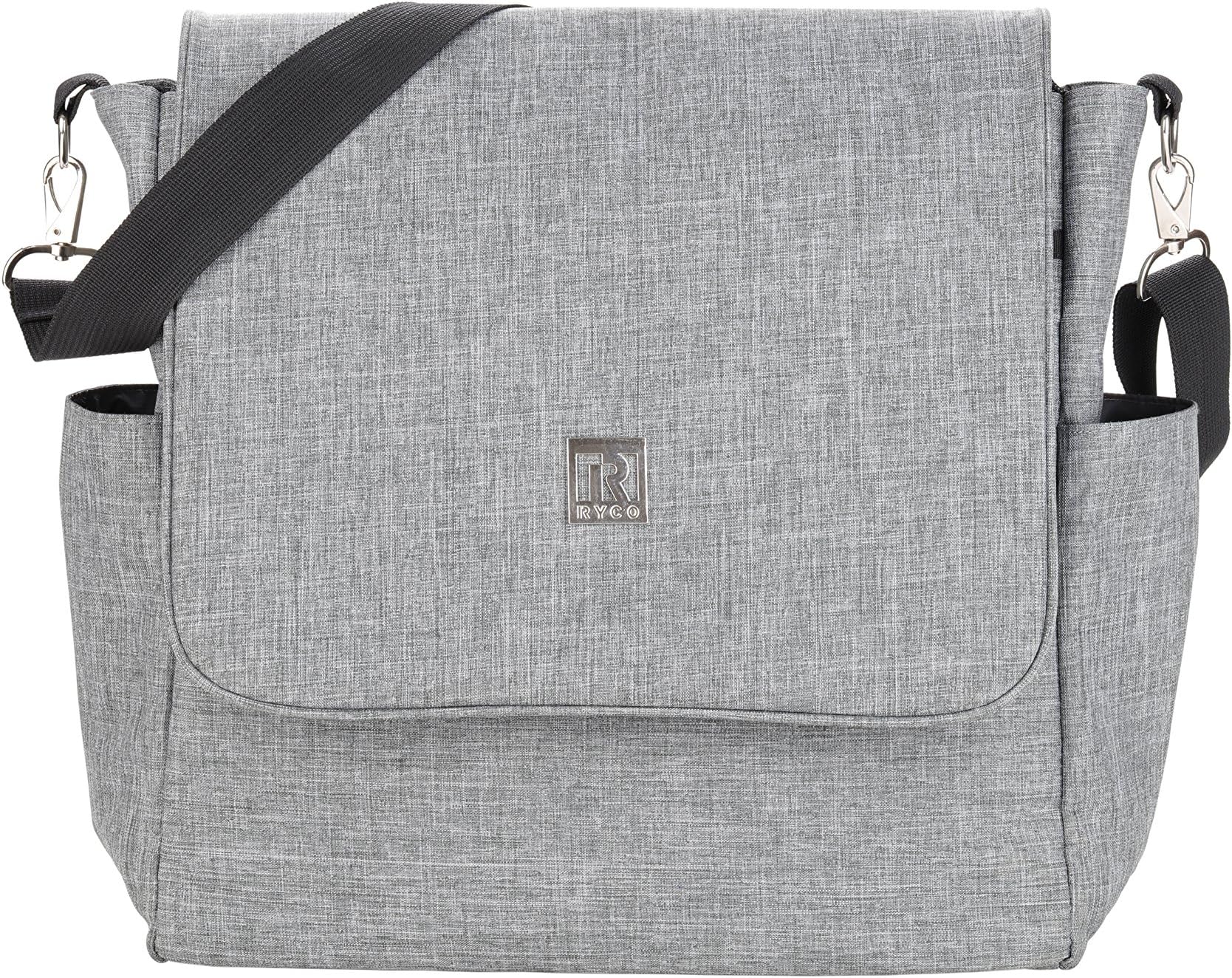 Syki Collection by Ryco 2-in-1 Messenger/Backpack Diaper Bag – Travel Unisex Baby Nursery Bag – Rugged Travel Messenger Tote Includes Foam Changing Pad, Bottle and Pacifier Holder–Grey