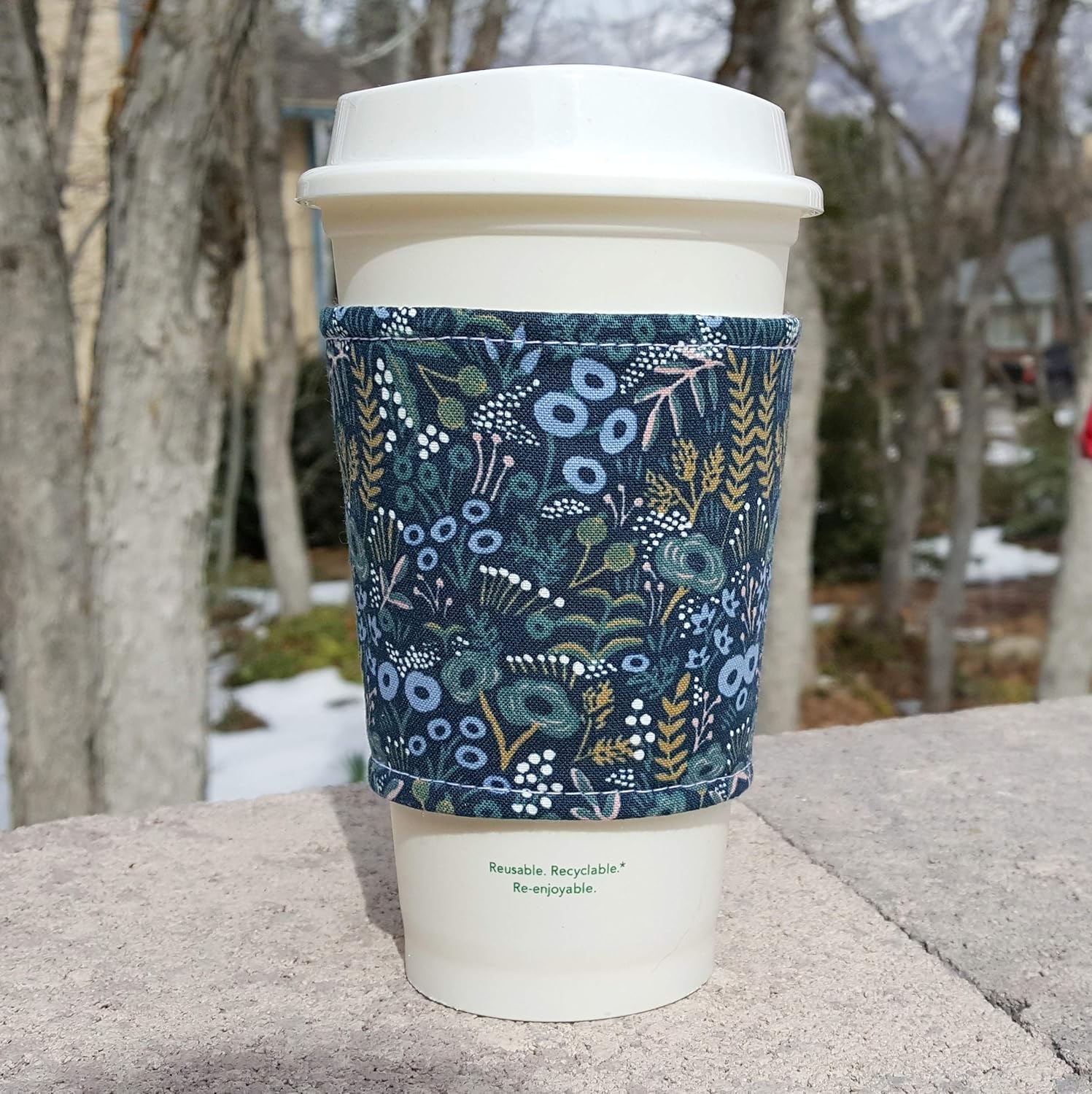 Fabric coffee cozy/cup sleeve/coffee sleeve/coffee cup holder Rifle Paper Co
