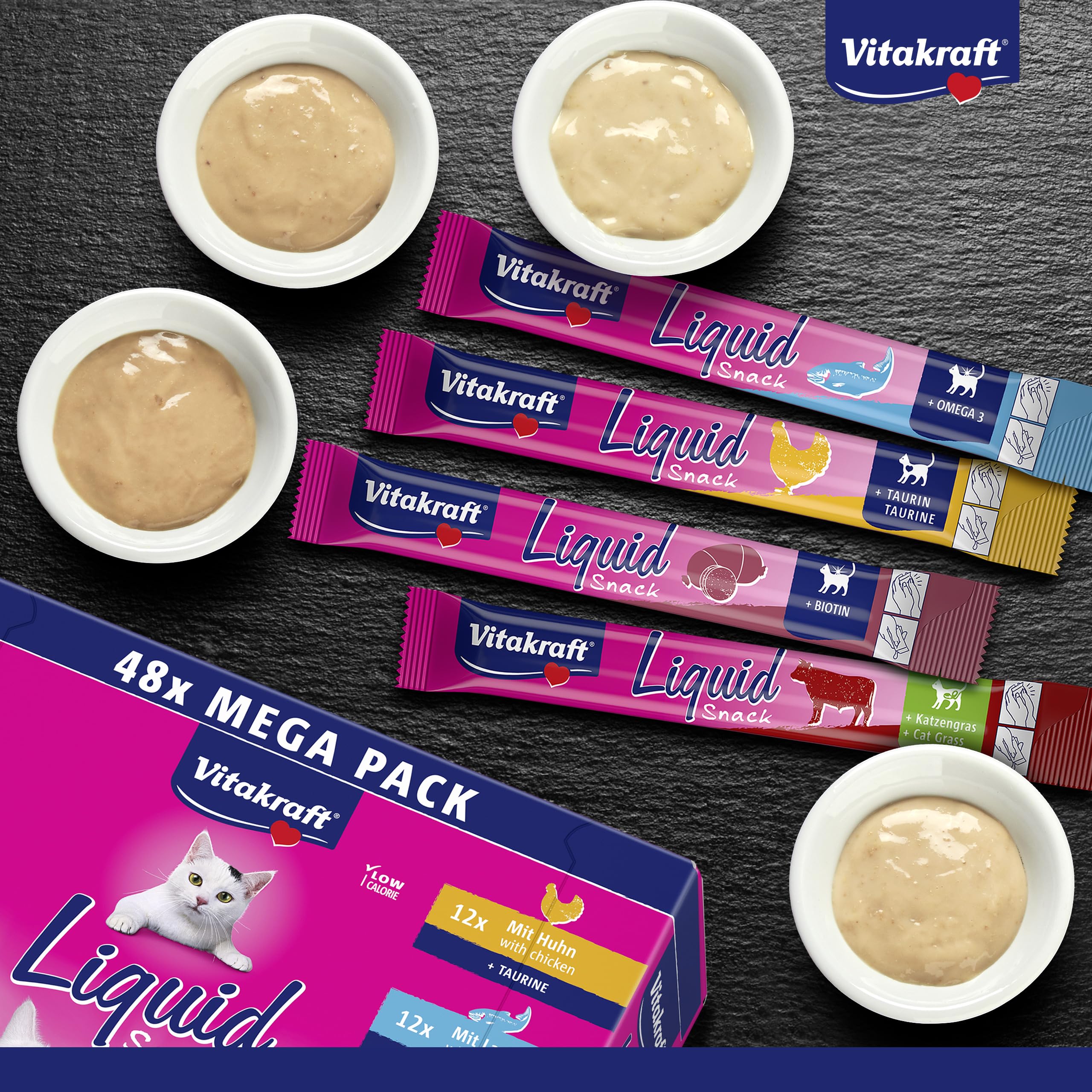 Image secondaire de Vitakraft Mega Pack de Friandises Liquides Crémeuses pour Chats - Bœuf, Poulet, Saumon