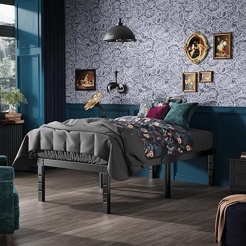 Miniatura 2 de 14 Inch Black Twin Bed Frame - Sturdy Metal Platform Bed Frame Twin Size Easy Assembly, Heavy Duty, No Box Spring Needed (Industrial 14", Twin)