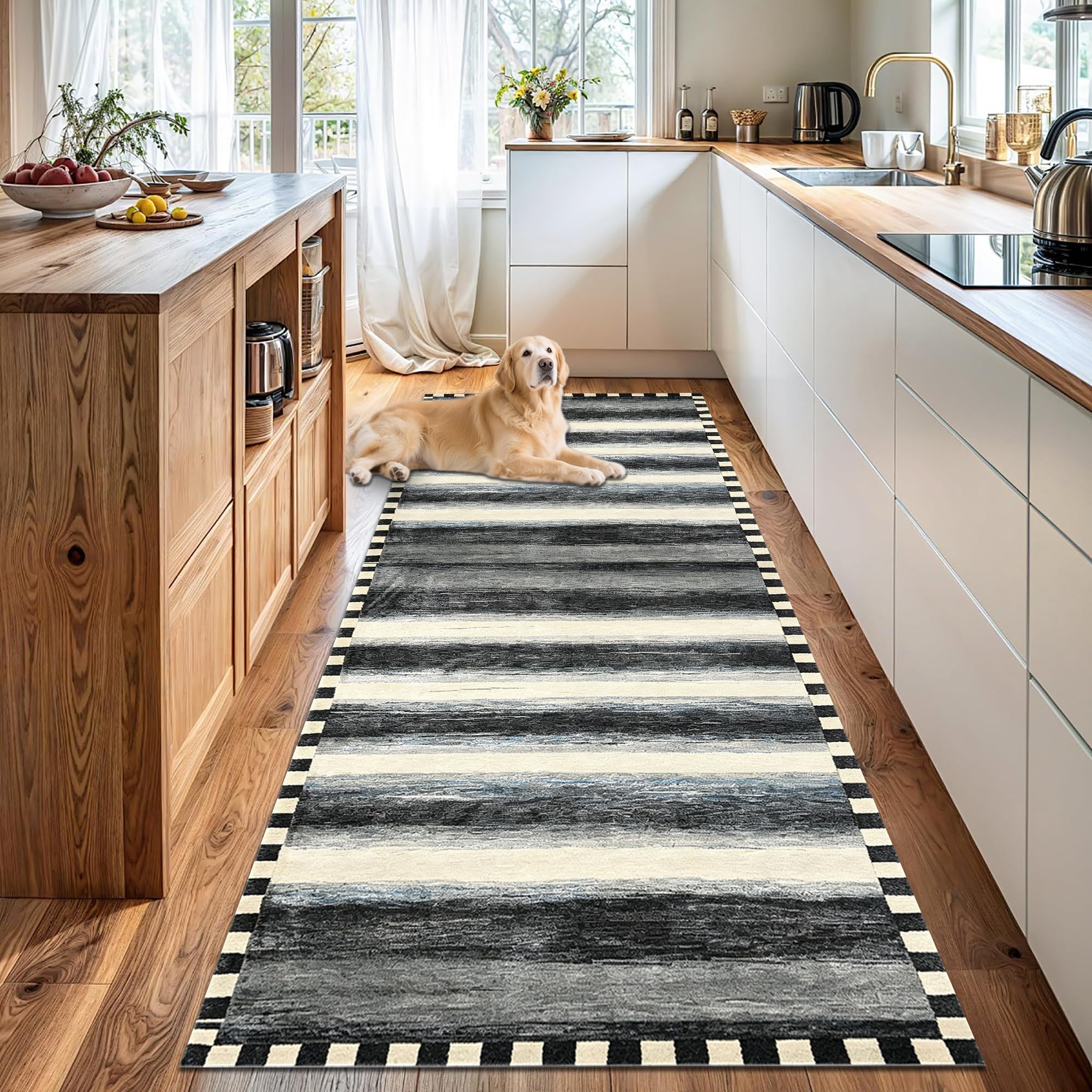 Alfombra de pasillo larga y lavable de pelo corto para mantener tu hogar limpio y seguro