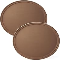 Vista 17 de CURTA Paquete de 2 bandejas antideslizantes de grado restaurante, NSF, ovalada de 19 x 23 pulgadas, bandeja de servir de plástico con forro de goma