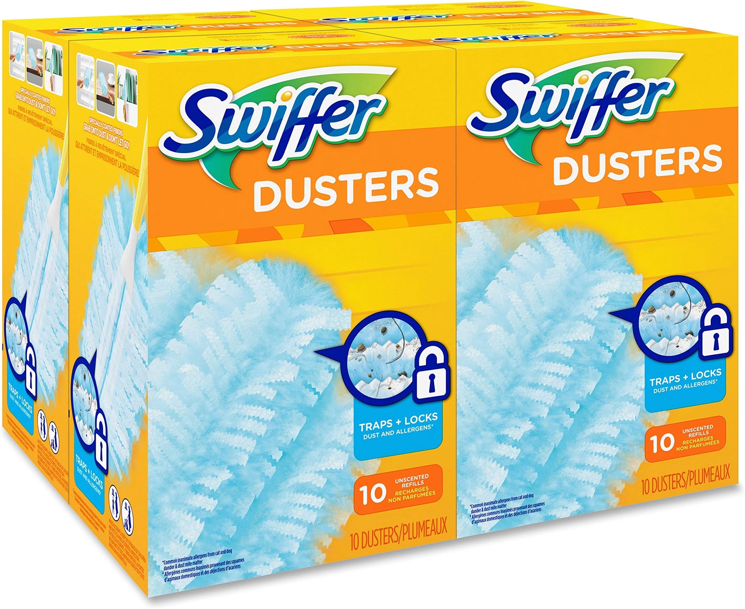 21459CT Refill Dusters, Dust Lock Fiber, Light Blue, Unscented, 10/Box, 4 Box/Carton
